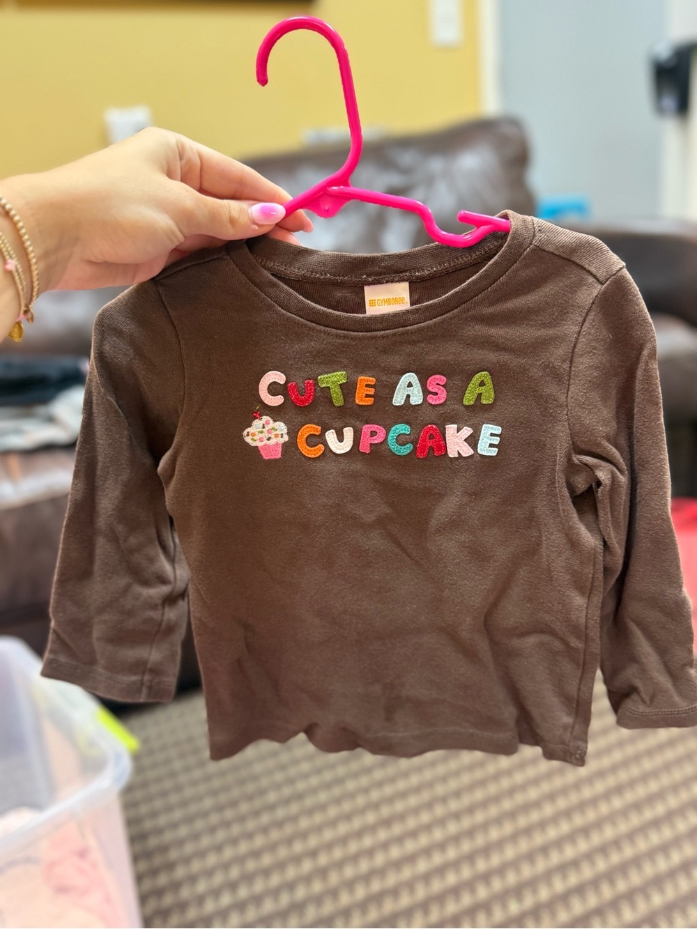 Gymboree Brown Long-Sleeve Tee with Colorful 'Cute As A Cupcake' Applique